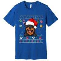 Cute Rottweiler Dog Xmas Santa Funny Ugly Christmas Gift Premium T-Shirt