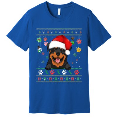 Cute Rottweiler Dog Xmas Santa Funny Ugly Christmas Gift Premium T-Shirt