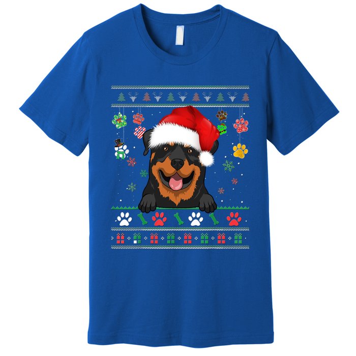 Cute Rottweiler Dog Xmas Santa Funny Ugly Christmas Gift Premium T-Shirt