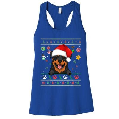 Cute Rottweiler Dog Xmas Santa Funny Ugly Christmas Gift Women's Racerback Tank