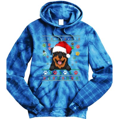 Cute Rottweiler Dog Xmas Santa Funny Ugly Christmas Gift Tie Dye Hoodie