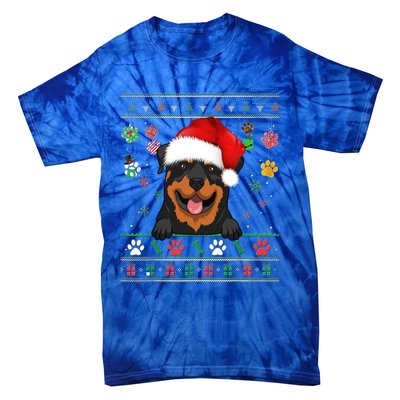 Cute Rottweiler Dog Xmas Santa Funny Ugly Christmas Gift Tie-Dye T-Shirt