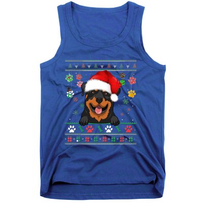 Cute Rottweiler Dog Xmas Santa Funny Ugly Christmas Gift Tank Top