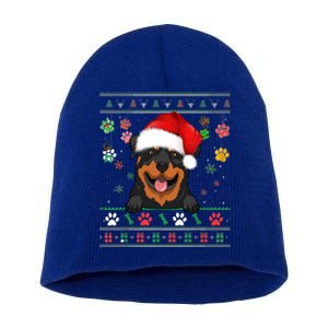 Cute Rottweiler Dog Xmas Santa Funny Ugly Christmas Gift Short Acrylic Beanie