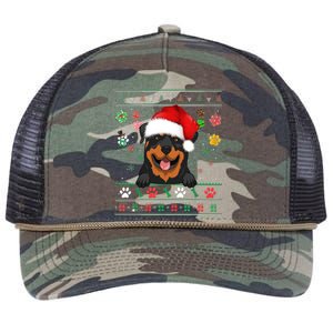 Cute Rottweiler Dog Xmas Santa Funny Ugly Christmas Gift Retro Rope Trucker Hat Cap