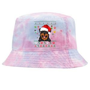 Cute Rottweiler Dog Xmas Santa Funny Ugly Christmas Gift Tie-Dyed Bucket Hat