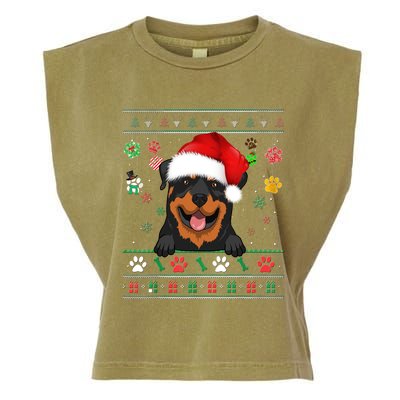 Cute Rottweiler Dog Xmas Santa Funny Ugly Christmas Gift Garment-Dyed Women's Muscle Tee