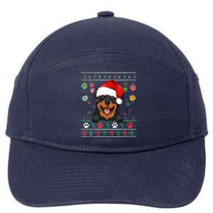 Cute Rottweiler Dog Xmas Santa Funny Ugly Christmas Gift 7-Panel Snapback Hat