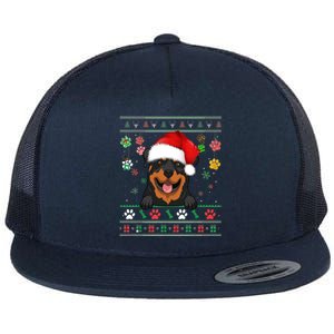 Cute Rottweiler Dog Xmas Santa Funny Ugly Christmas Gift Flat Bill Trucker Hat