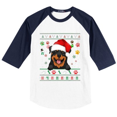 Cute Rottweiler Dog Xmas Santa Funny Ugly Christmas Gift Baseball Sleeve Shirt