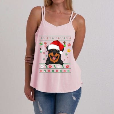 Cute Rottweiler Dog Xmas Santa Funny Ugly Christmas Gift Women's Strappy Tank