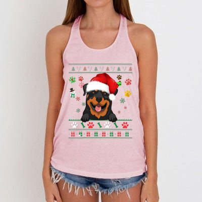 Cute Rottweiler Dog Xmas Santa Funny Ugly Christmas Gift Women's Knotted Racerback Tank