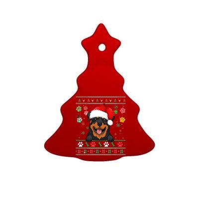 Cute Rottweiler Dog Xmas Santa Funny Ugly Christmas Gift Ceramic Tree Ornament