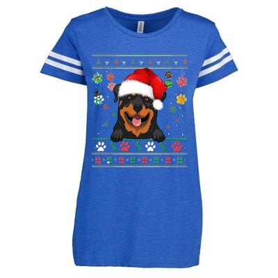 Cute Rottweiler Dog Xmas Santa Funny Ugly Christmas Gift Enza Ladies Jersey Football T-Shirt