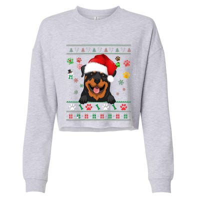 Cute Rottweiler Dog Xmas Santa Funny Ugly Christmas Gift Cropped Pullover Crew