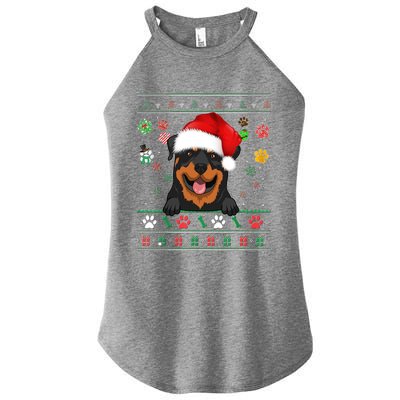 Cute Rottweiler Dog Xmas Santa Funny Ugly Christmas Gift Women's Perfect Tri Rocker Tank