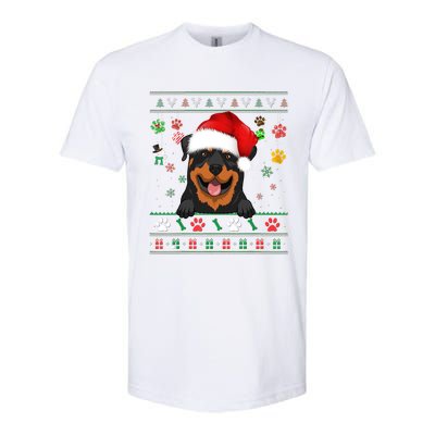 Cute Rottweiler Dog Xmas Santa Funny Ugly Christmas Gift Softstyle CVC T-Shirt