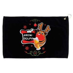 Christmas Rudolph Drinking Funny Brew Dolph For Beer Lovers Grommeted Golf Towel