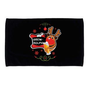 Christmas Rudolph Drinking Funny Brew Dolph For Beer Lovers Microfiber Hand Towel