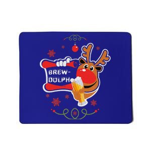 Christmas Rudolph Drinking Funny Brew Dolph For Beer Lovers Mousepad