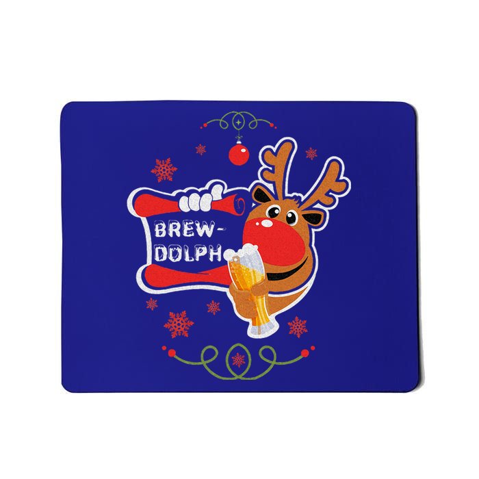 Christmas Rudolph Drinking Funny Brew Dolph For Beer Lovers Mousepad