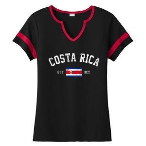 Costa Rica Est. 1821 Costa Rican Flag Independence Day Ladies Halftime Notch Neck Tee