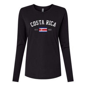 Costa Rica Est. 1821 Costa Rican Flag Independence Day Womens Cotton Relaxed Long Sleeve T-Shirt