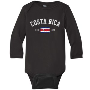 Costa Rica Est. 1821 Costa Rican Flag Independence Day Baby Long Sleeve Bodysuit