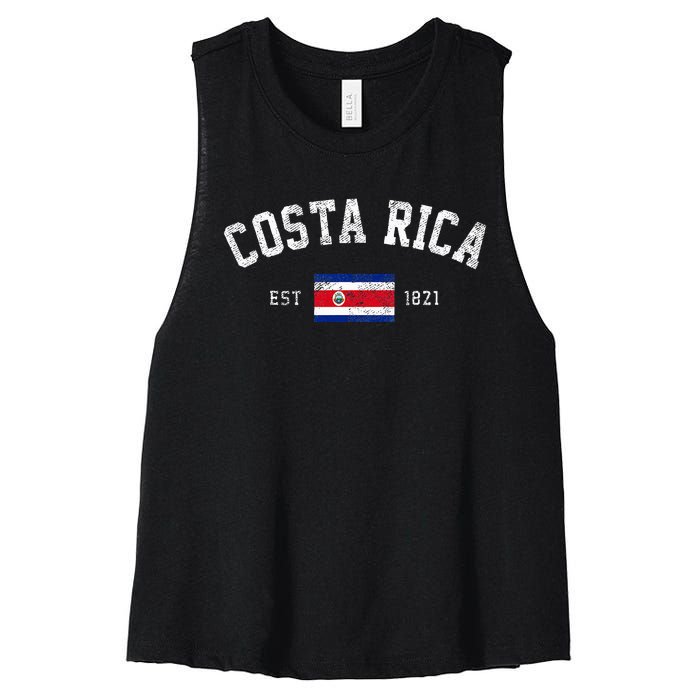 Costa Rica Est. 1821 Costa Rican Flag Independence Day Women's Racerback Cropped Tank