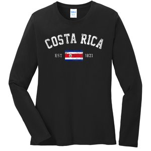 Costa Rica Est. 1821 Costa Rican Flag Independence Day Ladies Long Sleeve Shirt