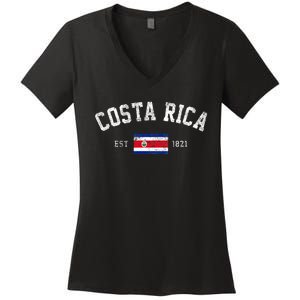 Costa Rica Est. 1821 Costa Rican Flag Independence Day Women's V-Neck T-Shirt