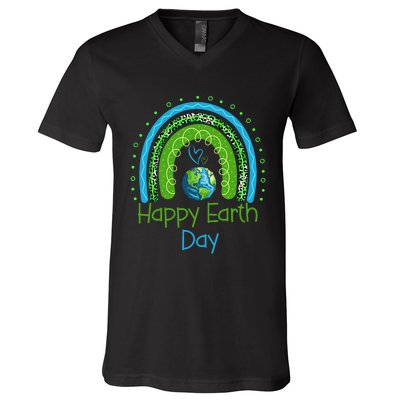 Cute Rainbow Earth Lover V-Neck T-Shirt