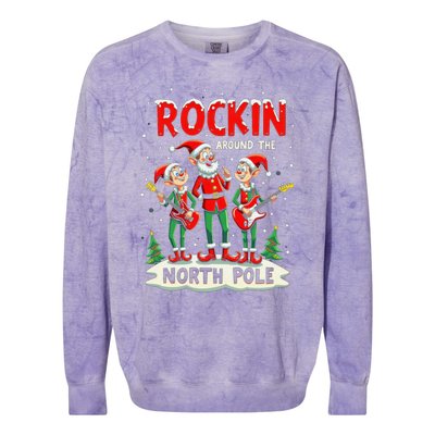 Chritstmas Rockin Elves Band : Rockin Around The North Pole Gift Colorblast Crewneck Sweatshirt