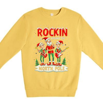 Chritstmas Rockin Elves Band : Rockin Around The North Pole Gift Premium Crewneck Sweatshirt