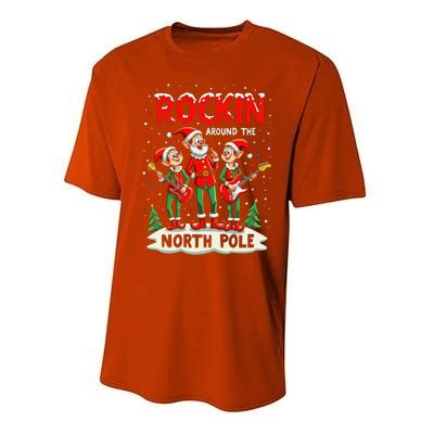 Chritstmas Rockin Elves Band : Rockin Around The North Pole Gift Performance Sprint T-Shirt