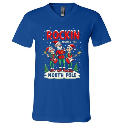 Chritstmas Rockin Elves Band : Rockin Around The North Pole Gift V-Neck T-Shirt