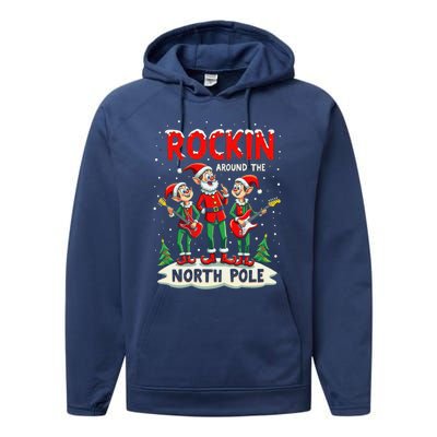 Chritstmas Rockin Elves Band : Rockin Around The North Pole Gift Performance Fleece Hoodie