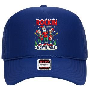 Chritstmas Rockin Elves Band : Rockin Around The North Pole Gift High Crown Mesh Back Trucker Hat