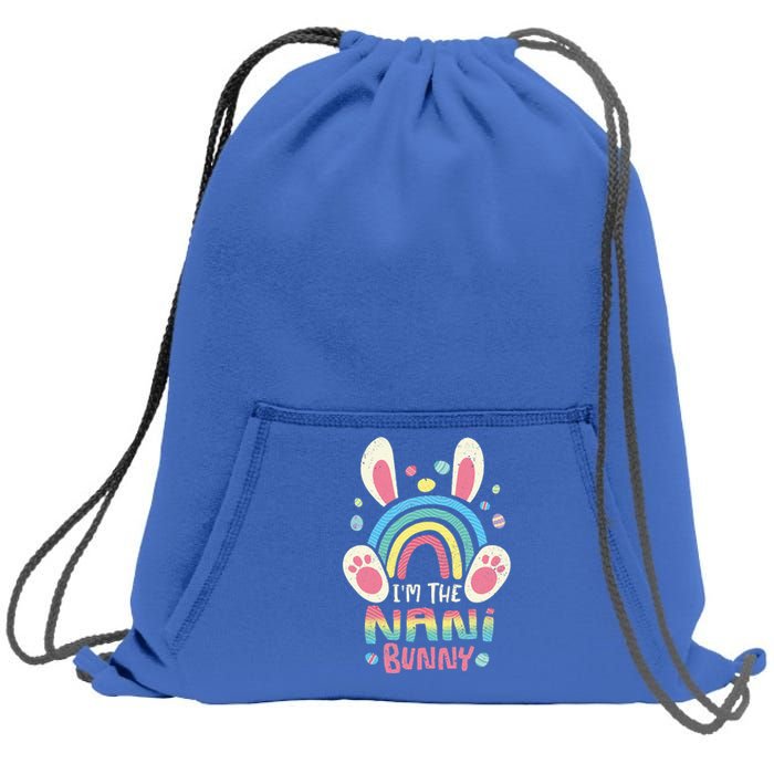 Cute Rainbow Easter Eggs Bunny Ears One Hoppy Nani Easter Sweatshirt Cinch Pack Bag