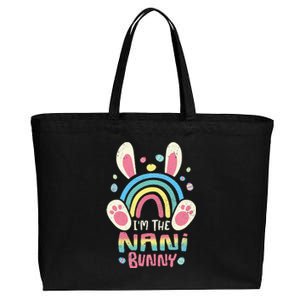 Cute Rainbow Easter Eggs Bunny Ears One Hoppy Nani Easter Cotton Canvas Jumbo Tote