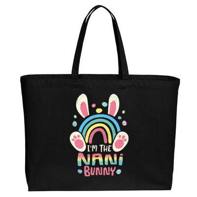 Cute Rainbow Easter Eggs Bunny Ears One Hoppy Nani Easter Cotton Canvas Jumbo Tote