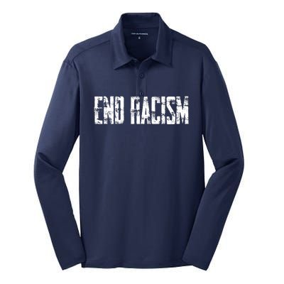 Civil Rights End Racism Protestor AntiRacist Silk Touch Performance Long Sleeve Polo