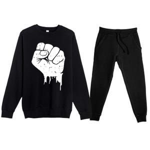 Civil Rights Equality Freedom Justice Fist BLM Power Premium Crewneck Sweatsuit Set