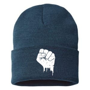 Civil Rights Equality Freedom Justice Fist BLM Power Sustainable Knit Beanie