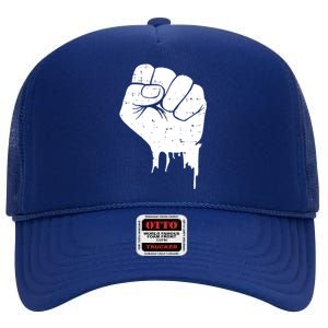 Civil Rights Equality Freedom Justice Fist BLM Power High Crown Mesh Back Trucker Hat