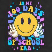 Cute Retro Emoji Smiley In My 100 Days Of School Era 7 Panel Mesh Trucker Snapback Hat