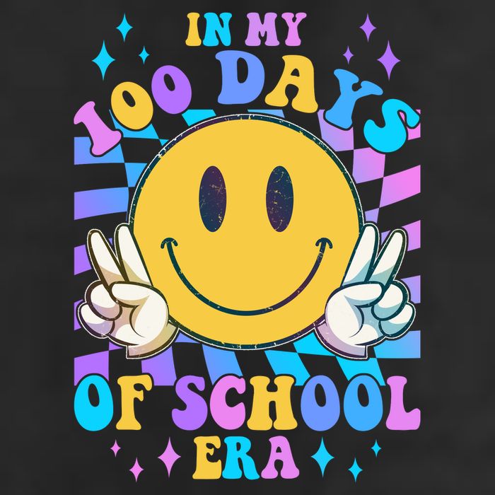 Cute Retro Emoji Smiley In My 100 Days Of School Era 7 Panel Mesh Trucker Snapback Hat