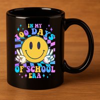 Cute Retro Emoji Smiley In My 100 Days Of School Era 11oz C Handle Ceramic Mug