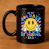 Cute Retro Emoji Smiley In My 100 Days Of School Era 11oz C Handle Ceramic Mug