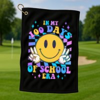 Cute Retro Emoji Smiley In My 100 Days Of School Era Golf Towel